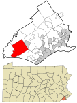 Delaware County Pennsylvania incorporated and unincorporated areas Concord highlighted